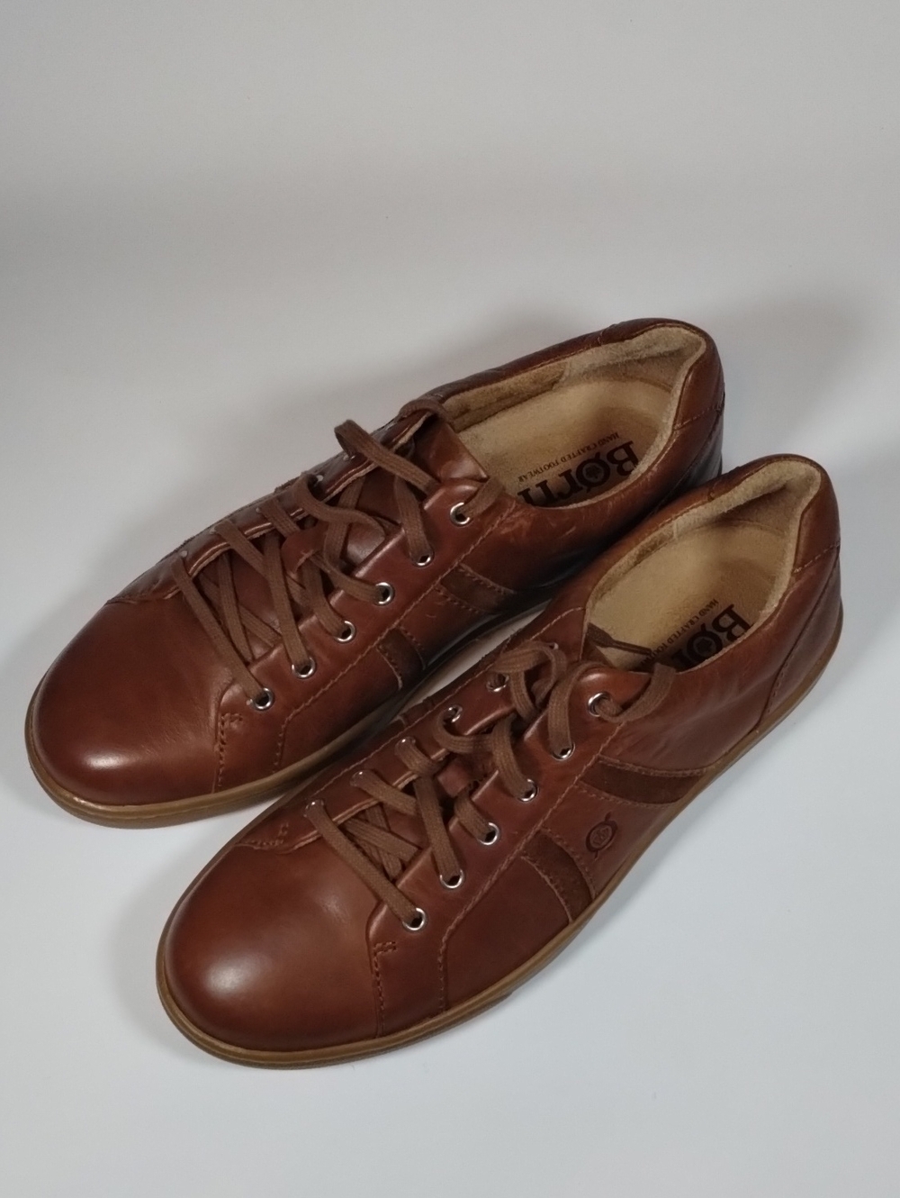 Born Men’s Brown Leather Casual Lace-Up Sneakers New